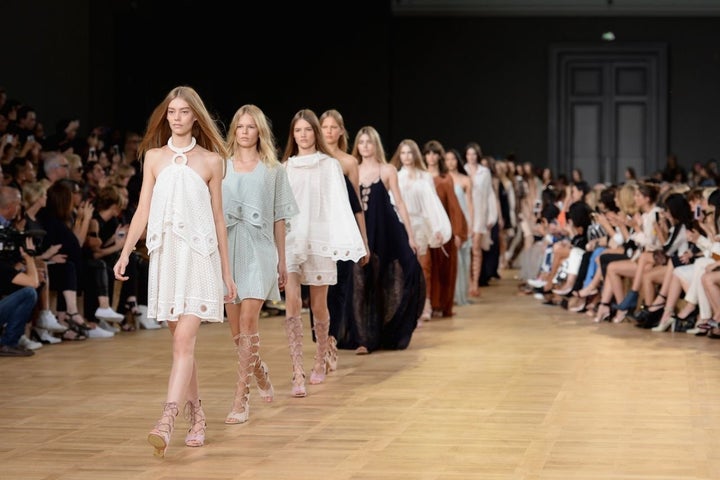 The finale of feminine frocks at the Chloé spring/summer 2015 show on Sept. 28, 2014, in Paris. 