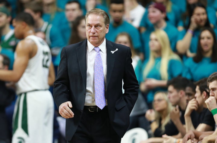 Tom Izzo, the head basketball coach for the MSU Spartans, watches the game against the University of Wisconsin at East Lansing's Breslin Center on Friday.