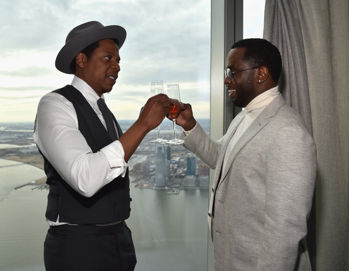 Jay-Z and Sean "Diddy" Combs attend a Roc Nation brunch on Saturday.