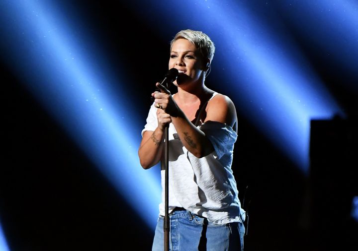 Pink performs at the 2018 Grammy Awards on Jan. 28 in New York.