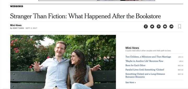 Fischer and MacLaughlin's wedding announcement, posted in The New York Times in 2017.