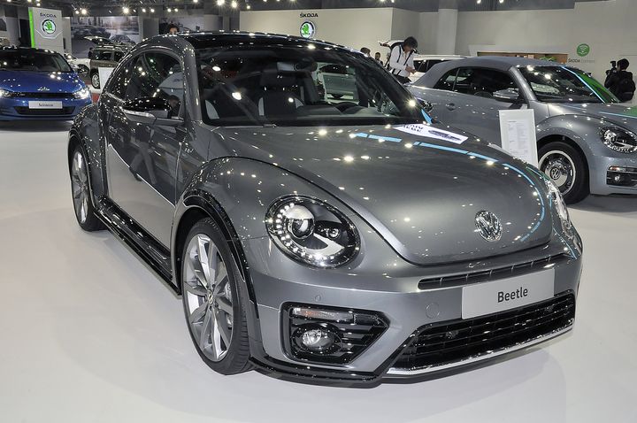 The 2017 Volkswagen Beetle on display during the Vienna Autoshow.