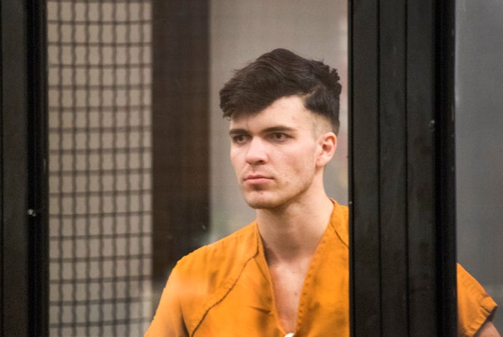 Samuel Woodward, 20, is seen in court after arrested for the murder of 19-year-old Blaze Bernstein.