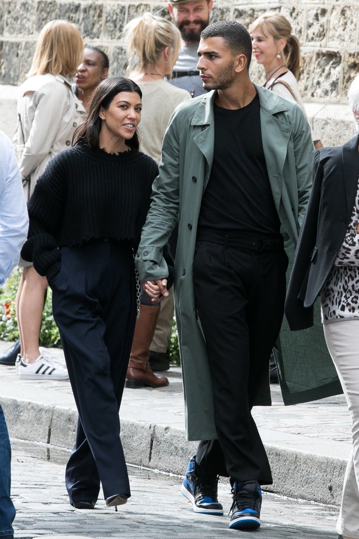 Kourtney Kardashian and Younes Bendjima stroll together in Paris in September 2017.