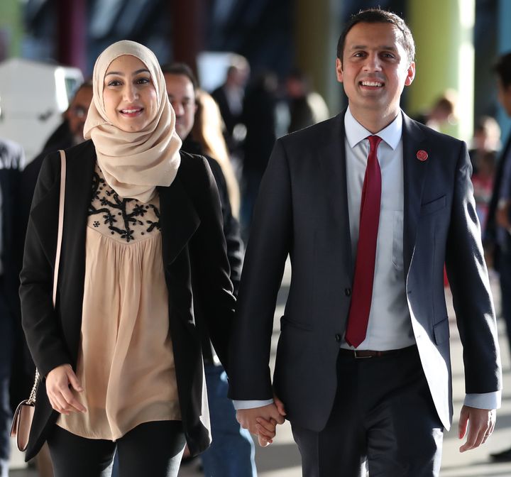 Scottish Labour MSP Anas Sarwar with his wife Furheen in Glasgow