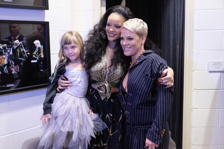 Rihanna, Pink and Pink's daughter, Willow, at the Grammys.