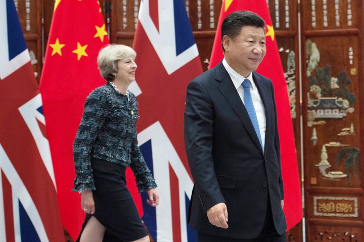 Theresa May and Chinese President Xi Jinping