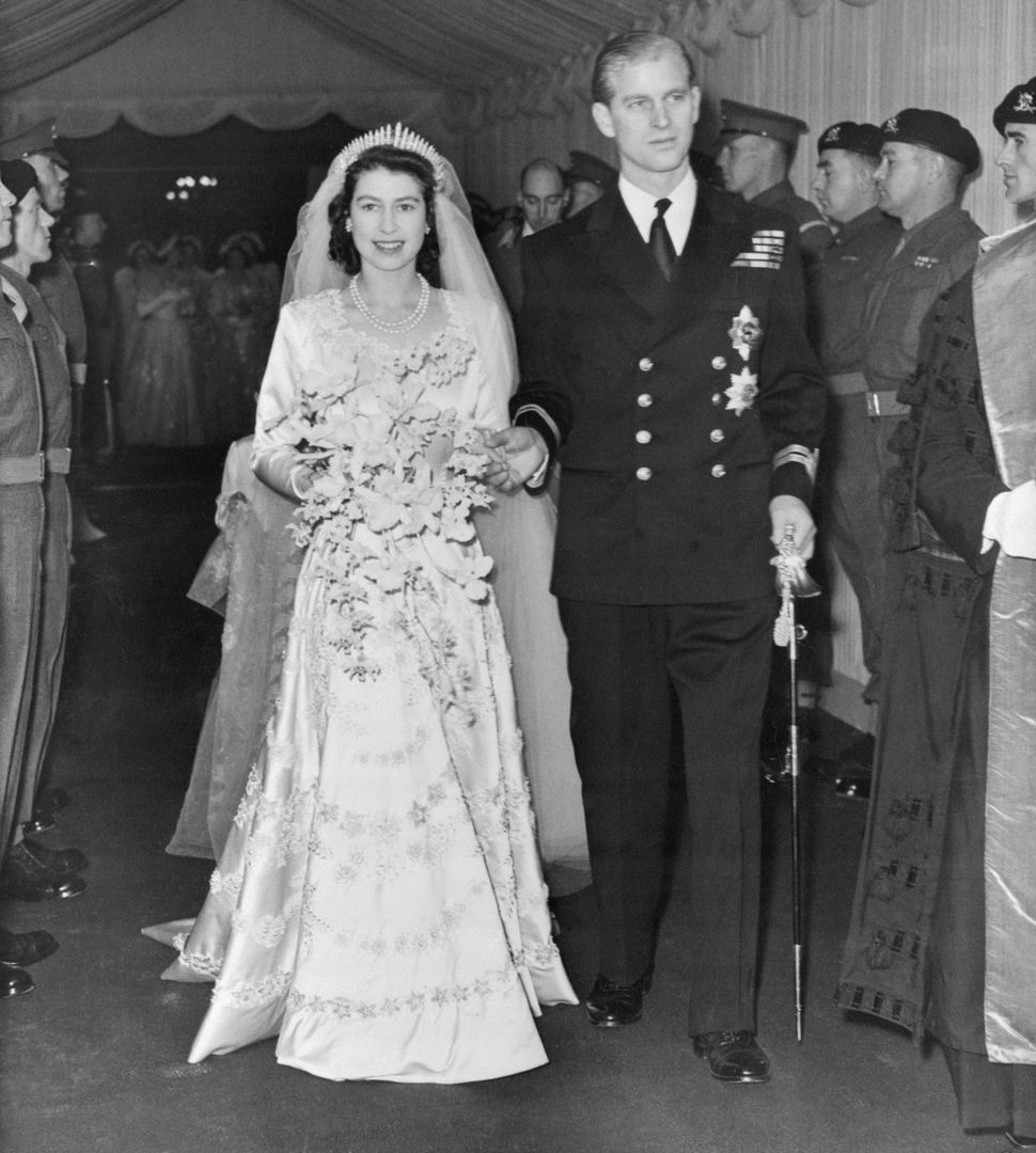 The Queen and Duke of Edinburgh on their wedding day in 1947