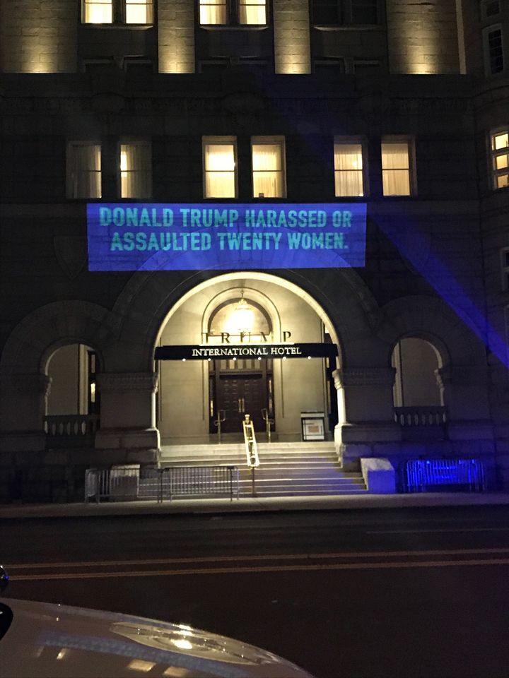 UltraViolet projected this message onto Trump International Hotel in Washington, D.C., on Tuesday.