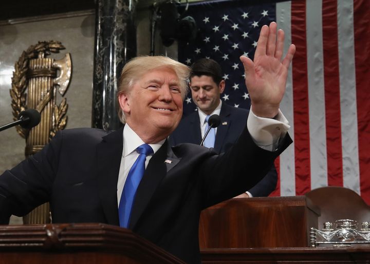 President Donald Trump delivers his first State of the Union address. 