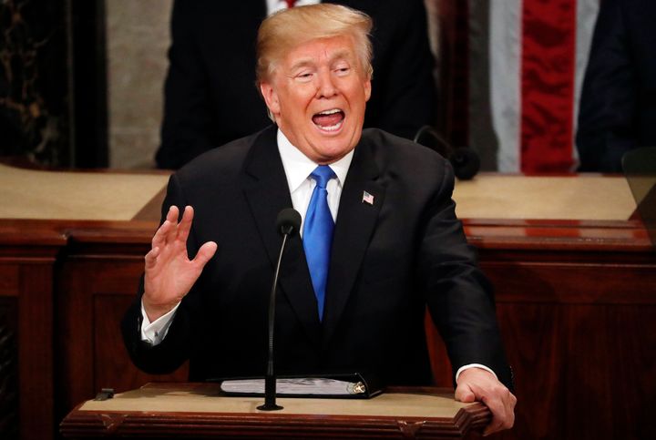 U.S. President Donald Trump delivers his State of the Union address to Congress in Washington.