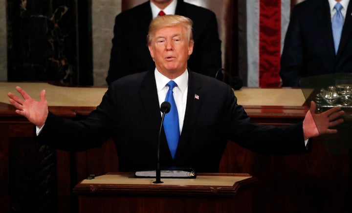 President Donald Trump delivers his State of the Union address to a joint session of Congress on Tuesday.