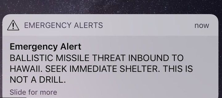 The false missile alert that was sent in Hawaii on January 13 warned 'this is not a drill' - but it was