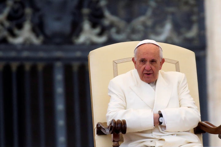 Pope Francis leads his Wednesday general audience in Saint Peter's square at the Vatican January 31, 2018. 