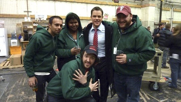 With Matt Damon and my amazing department on the last day of filming on “The Adjustment Bureau”