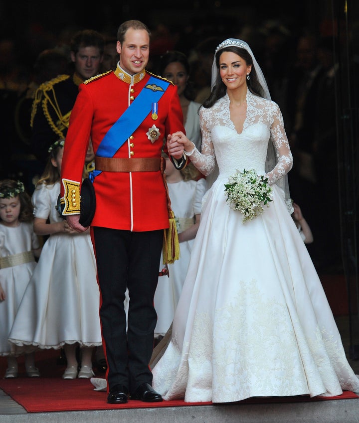 A shot from Prince William and Catherine, Duchess of Cambridge, on their wedding day on April 29, 2011 in London. 