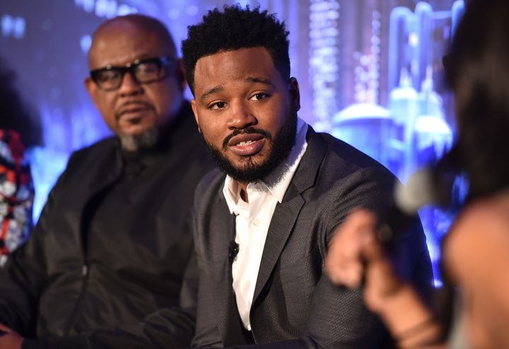 Director Ryan Coogler talks about "Black Panther" in Beverly Hills on Tuesday.