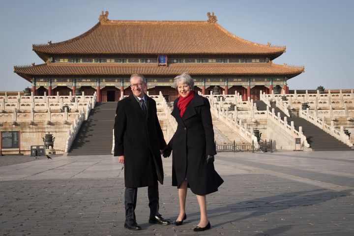 Theresa May and husband Philip in the Forbidden City, Beijing