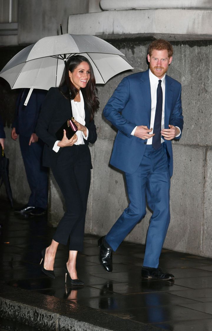 Prince Harry and Meghan Markle arrive at the annual Endeavour Fund Awards in London in February. 