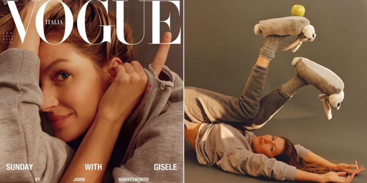 Gisele Bündchen goes makeup-free on the cover of Vogue Italia.
