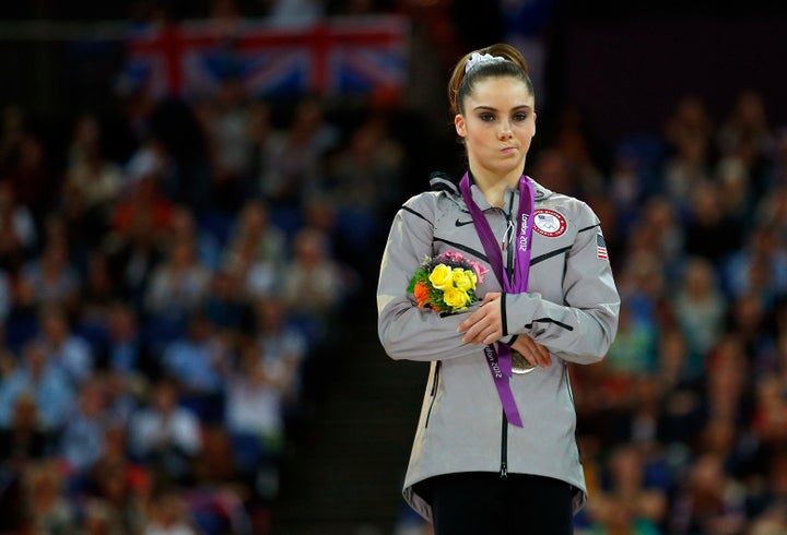 McKayla Maroney after winning the silver medal in the women's vault final at the London Olympics in 2012. Larry Nassar abused Maroney for years, including in London.