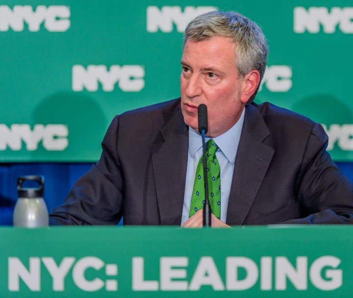 New York Mayor Bill de Blasio announced plans to divest from fossil fuels and sue oil companies on Jan. 10. 