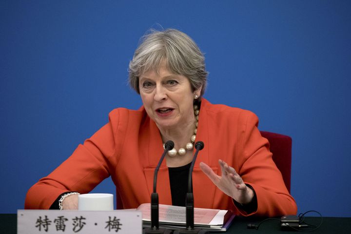 Theresa May, pictured above in Beijing, China, has refused to sack Brexit Minister Steve Baker 