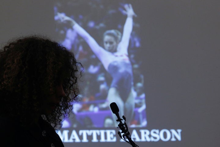 Victim Mattie Larson speaks at the sentencing hearing for Larry Nassar on January 23, 2018.