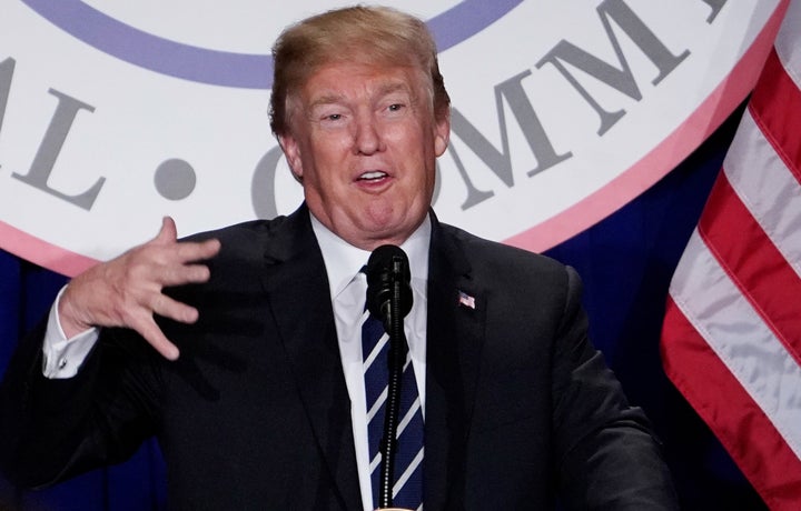 President Donald Trump speaks at the Republican National Committee's winter meeting at his hotel on Feb. 1.