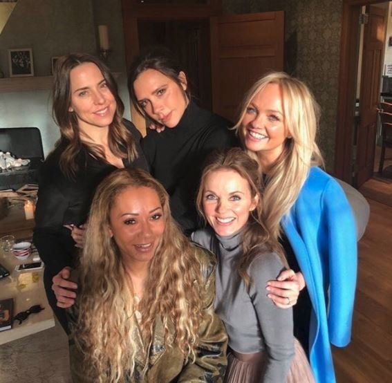 All five Spice Girls during a meet-up in 2018