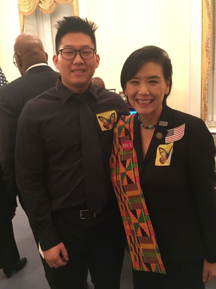 NAKASEC’s Jung Bin Cho with Rep. Judy Chu (D-Calif.) at the State of the Union address on Tuesday.