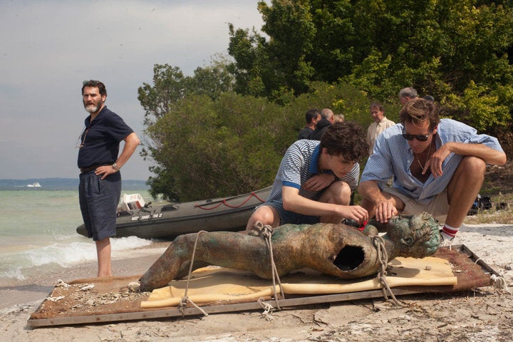 Michael Stuhlbarg, Timothée Chalamet and Armie Hammer in "Call Me by Your Name."