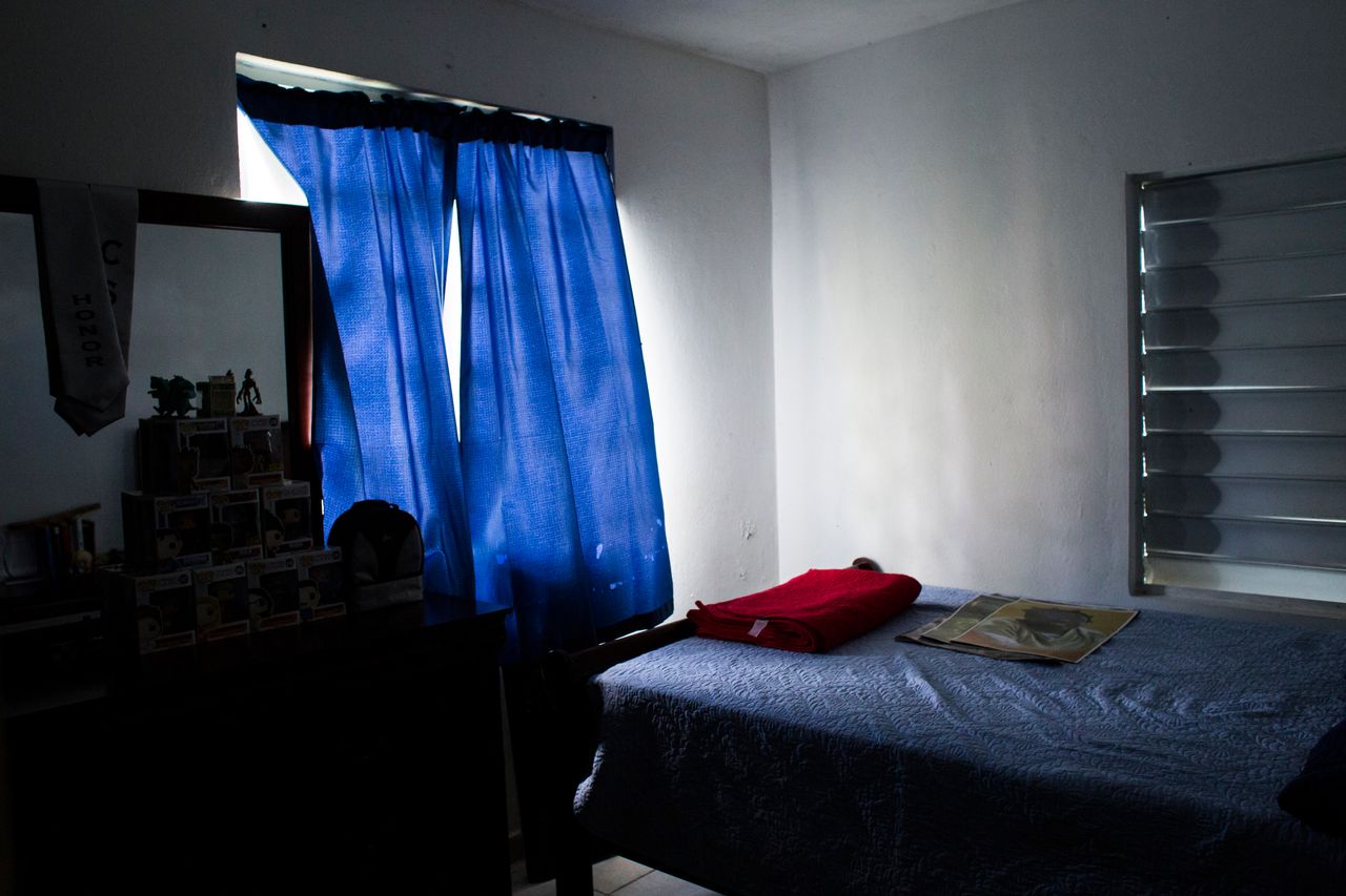The empty room of Jeancarlo Ruiz Núñez's younger brother, Jan Miguel, at their home in Lares.