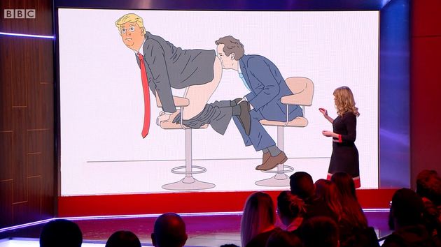 Cartoon was unveiled during Thursday night's 'The Mash Report' satire on Morgan and Trump's body language
