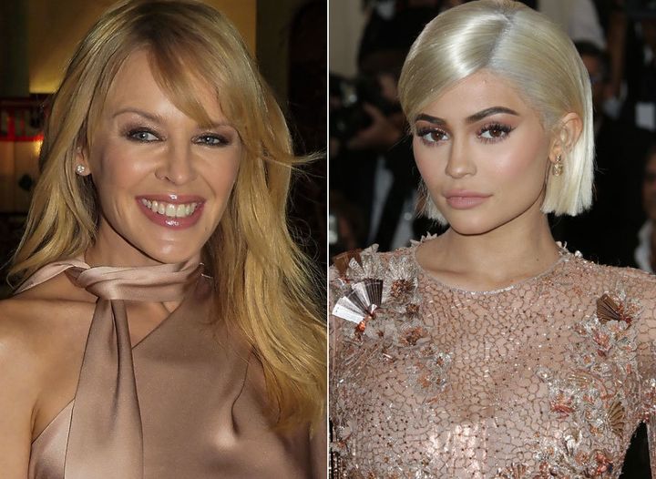 Kylie Minogue (L) and Kylie Jenner.