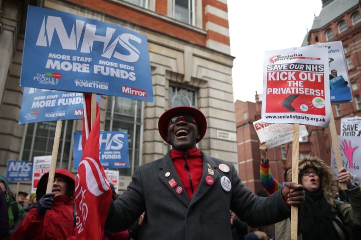 Protesters called on the Government to provide more beds, staff and funds to ease the problems facing the NHS
