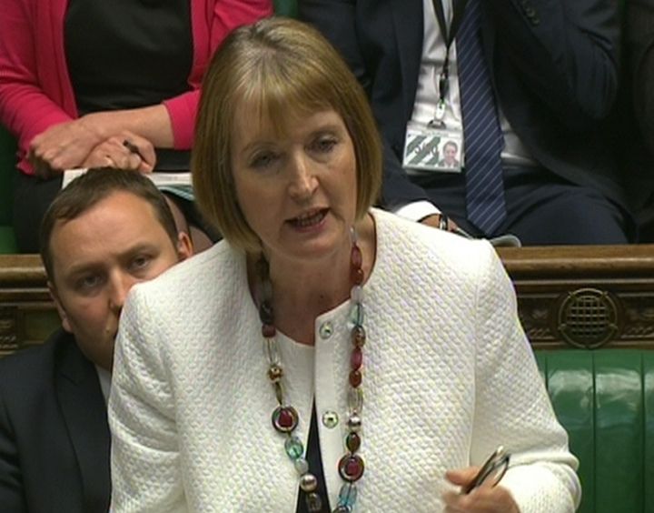 Labour MP Harriet Harman at the despatch box in the House of Commons when she was acting Labour leader 