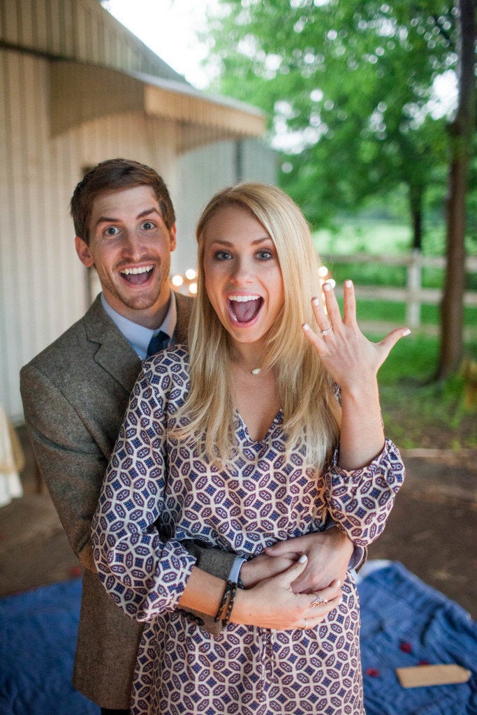 Ryan and Kelsey Vick were all smiles after their at-home proposal. 