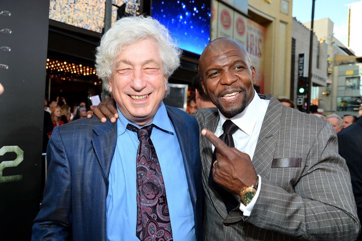 Actor Terry Crews, right, with producer Avi Lerner at the "Expendables 2" premiere in Hollywood in 2012.