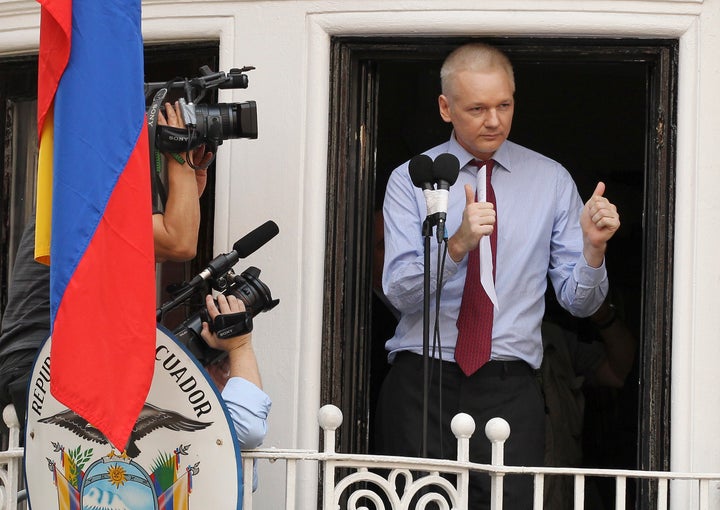 Julian Assange has been living at the Ecuadorian embassy in London since 2012, the year he is pictured here.