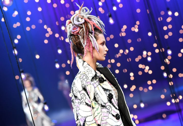 Model Bella Hadid walking in the Marc Jacobs show on Sept. 15, 2016. Jacobs was accused of cultural appropriation after he sent (mostly white) models down the runway wearing locs.