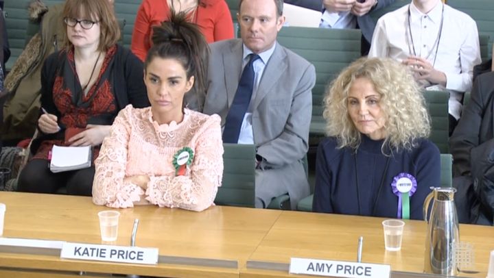 Katie Price and her mother Amy gave evidence to the Petitions Committee.