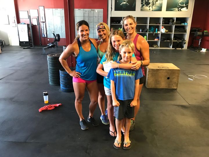 At the gym with my kids and two friends who never call me a "fit mom." 