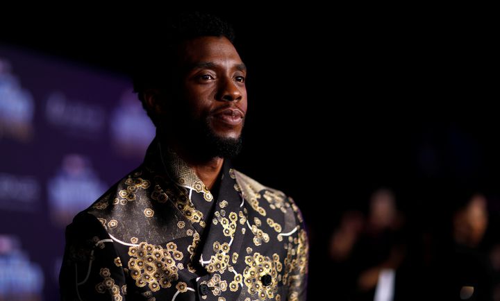 Chadwick Boseman poses at the premiere of "Black Panther" in Los Angeles, California, U.S., Jan. 29, 2018.