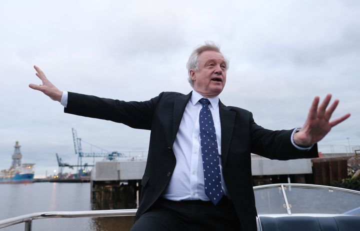Brexit Secretary David Davis at Teesport, in Middlesbrough, where he announced the UK can sign trade deal during the Brexit transition period 