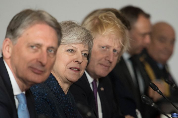 Philip Hammond, Theresa May and Boris Johnson in Cabinet