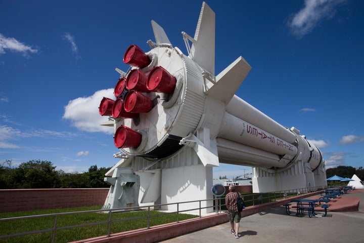 A view of the rocket garden at Kennedy Space Center.