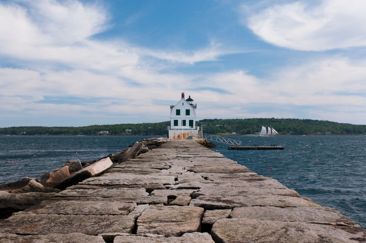 A view of the Rockland Breakwater Lighthouse.