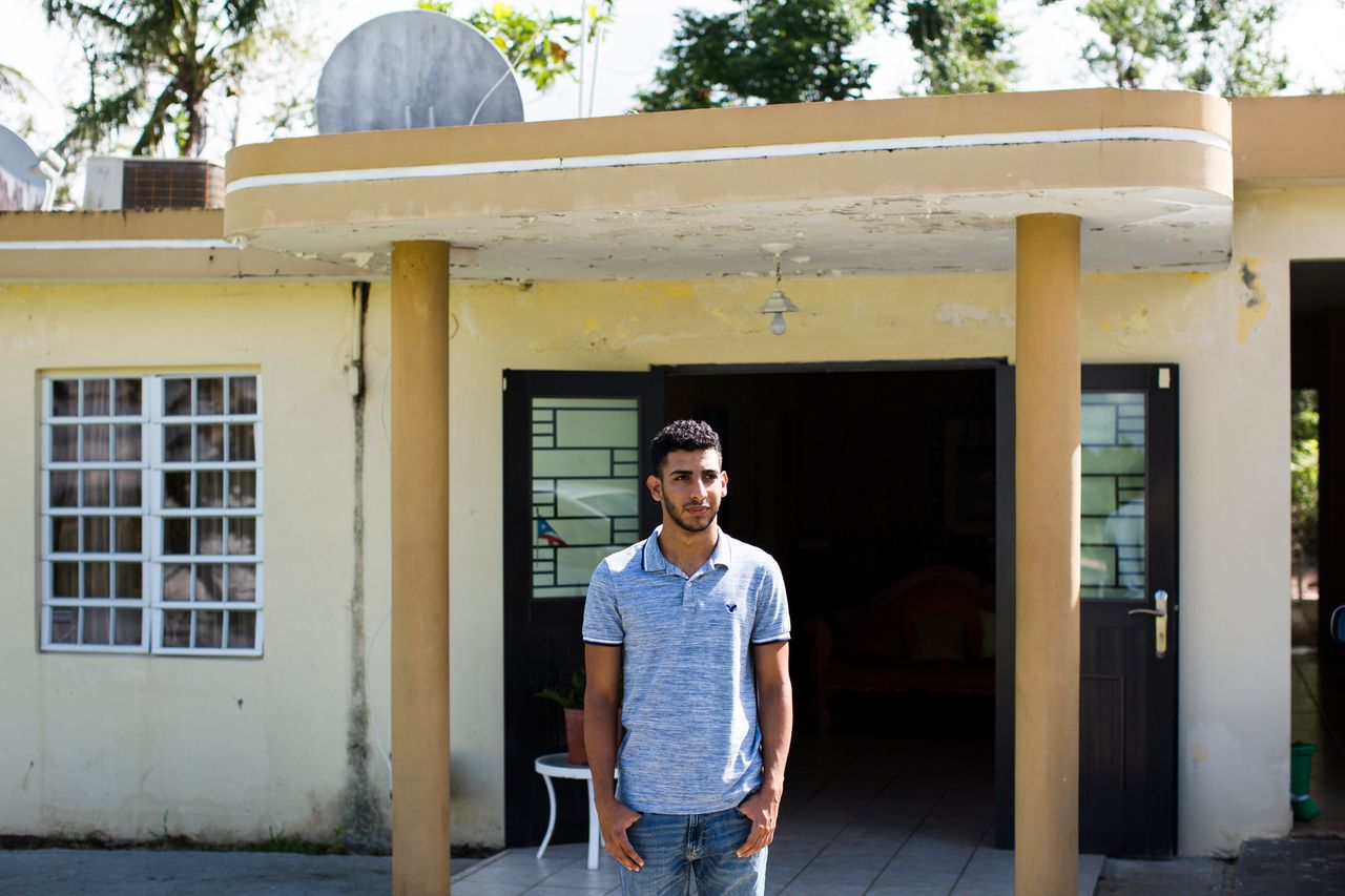 Jeancarlo Ruiz Núñez, 21, at his family's home in Lares, P.R.