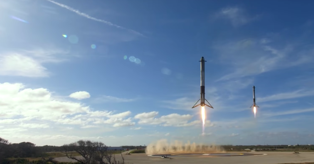 Watch Elon Musk's SpaceX Land Two Rockets Side By Side | HuffPost UK Tech